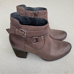 Josef Seibel Women's Brown Britney Side Zip Buckle Ankle Boots Size 7.5 (38) EUC